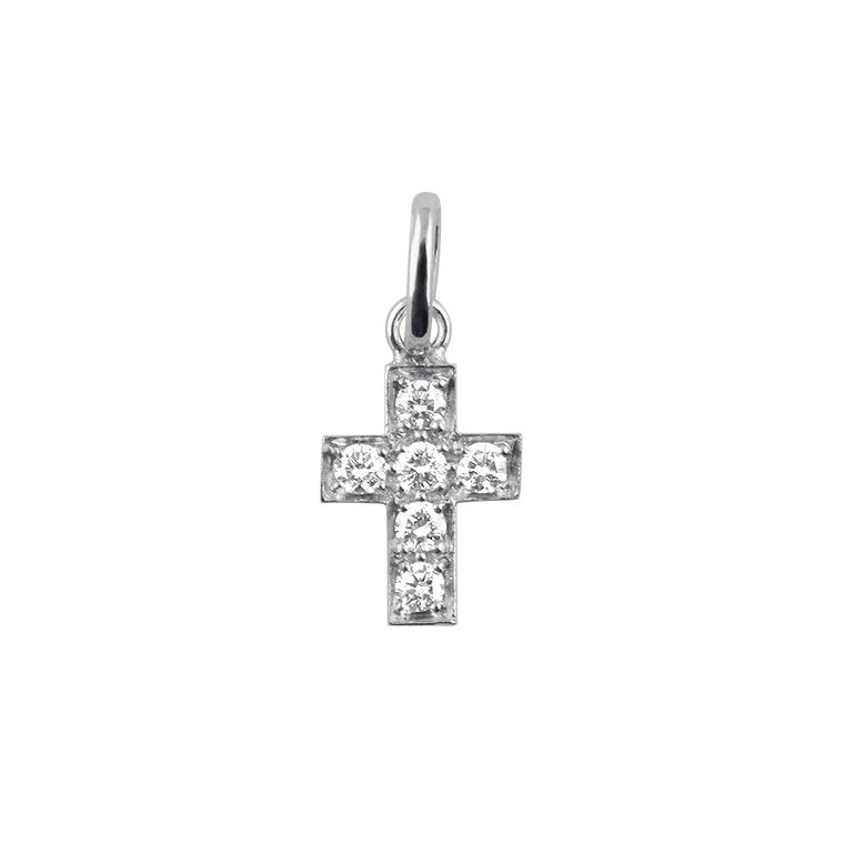 Collier Pendentif Croix En Or Blanc 18 Carats Avec Diamant Naturel 0.40 Ct - Couleur F, Pureté VS1 - Neuf
