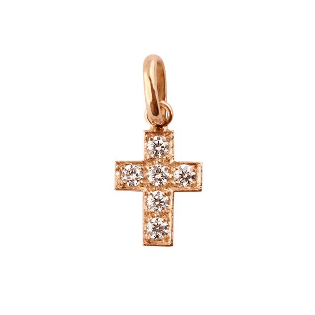 Pendentif Croix Or Rose Diamant