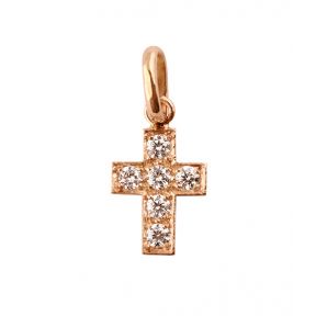 Pendentif Croix Or Rose Diamant