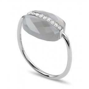 Bague Pierre De Lune Grise Diamants