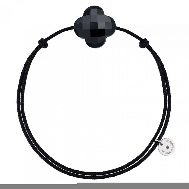 Bracelet Cordon Noir Trefle ONYX