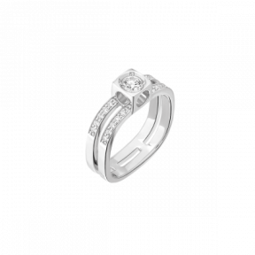 Bague Le Cube Diamant grand modèle pavée