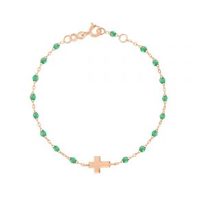 Bracelet or rose motif croix