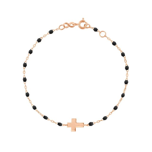 Bracelet or rose motif croix