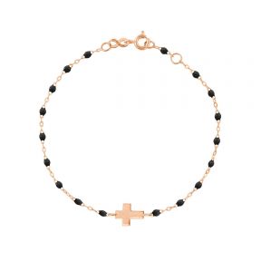Bracelet or rose motif croix