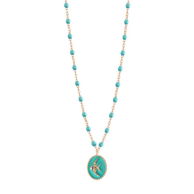 Collier Poisson Ange résine turquoise vert