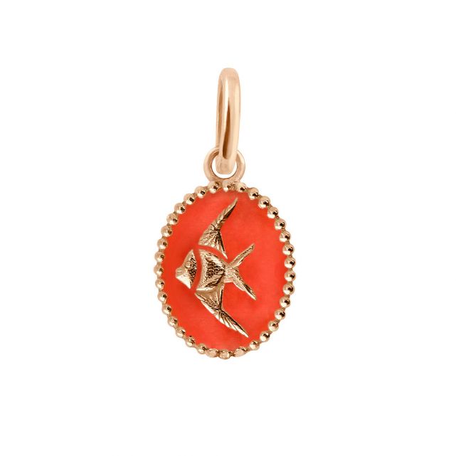 Pendentif Poisson Ange résine corail