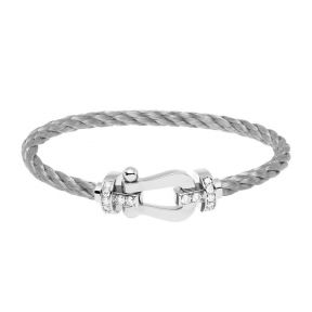 BRACELET FORCE 10 Grand modèle or blanc 750/1000e et diamants