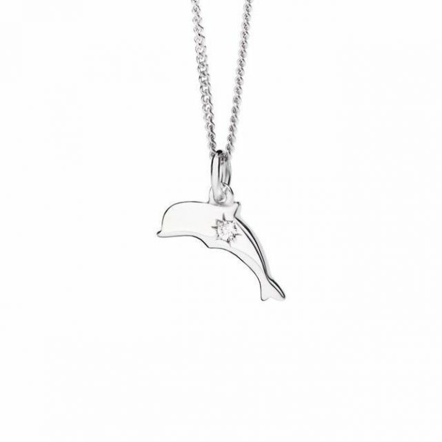 Collier Dauphin en Or blanc et Diamant