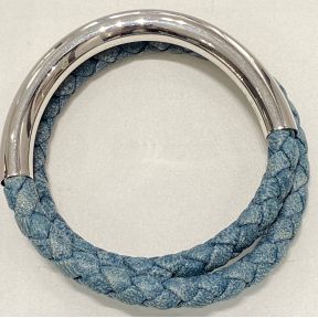 Bracelet cuir et argent bleu jeans