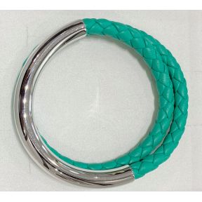 Bracelet cuir et Argent Menthe