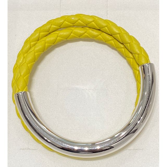 Bracelet Cuir et ARGENT jaune citron