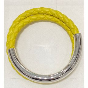 Bracelet Cuir et ARGENT jaune citron