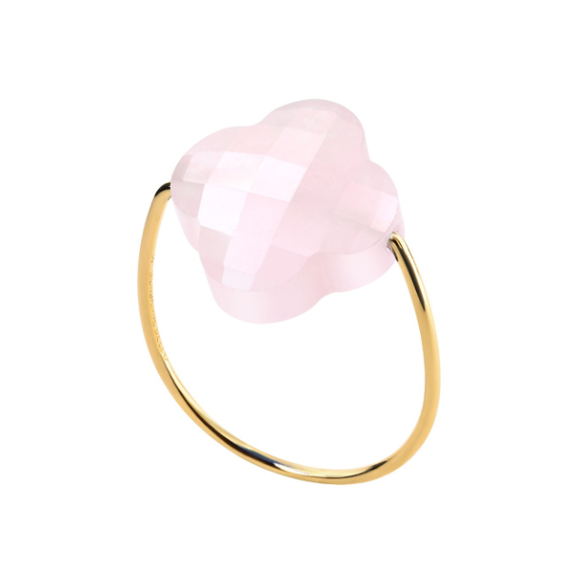 Bague trèfle quartz rose