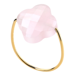 Bague trèfle quartz rose