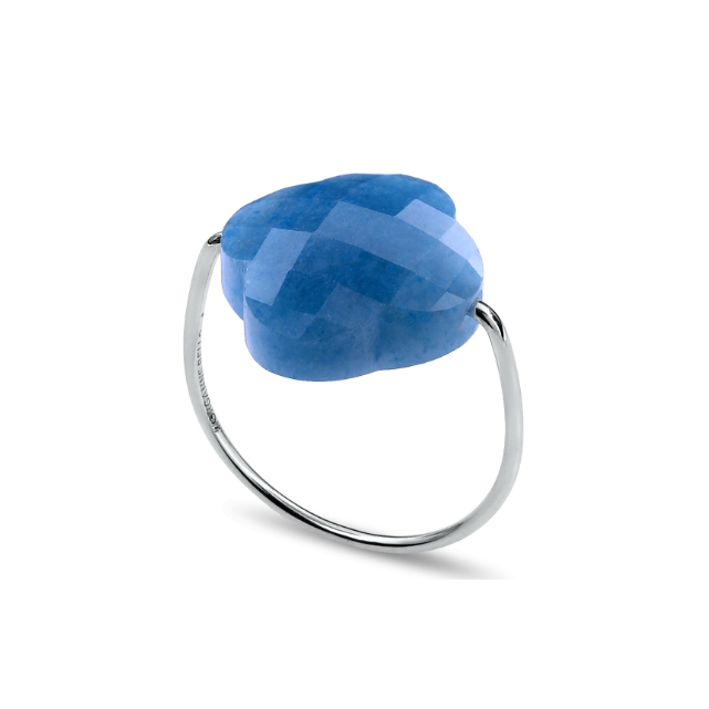 Bague trèfle quartz bleu