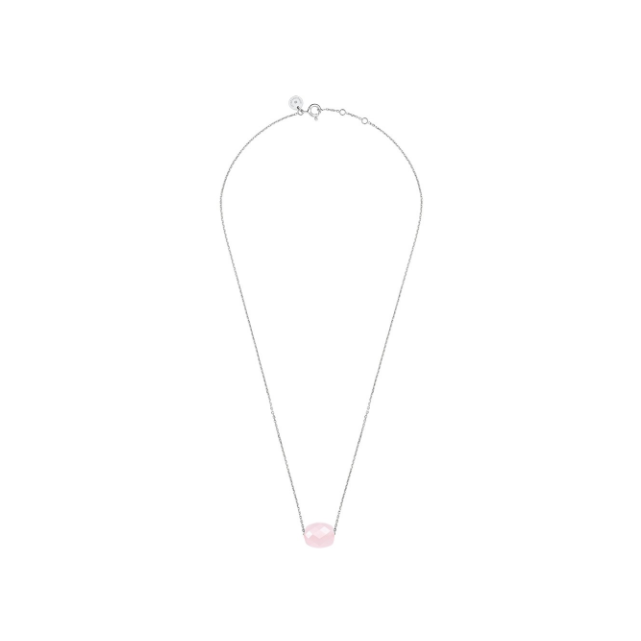 Collier coussin Quartz rose poudré