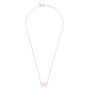 Collier coussin Quartz rose poudré