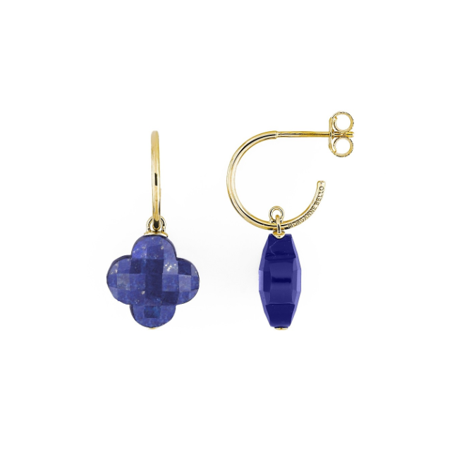 Boucles d'oreilles trèfle lapis lazuli