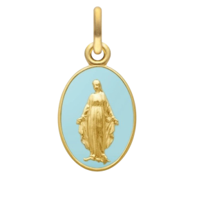 Médaille Miraculeuse laqué bleu ciel