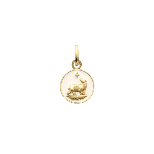 Médaille ours laqué Ivoire