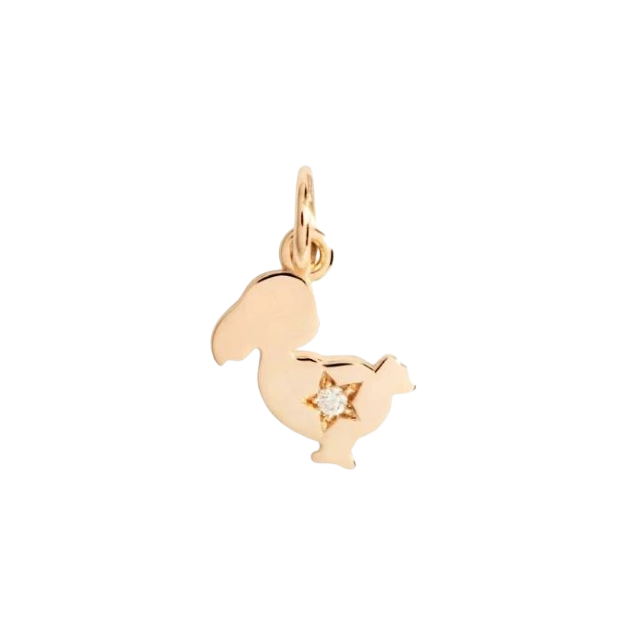 Pendentif dodo junior or rose et diamant