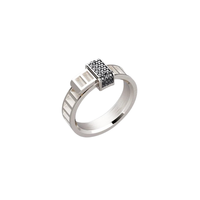 Bague Bind Me Argent et Diamants Noirs
