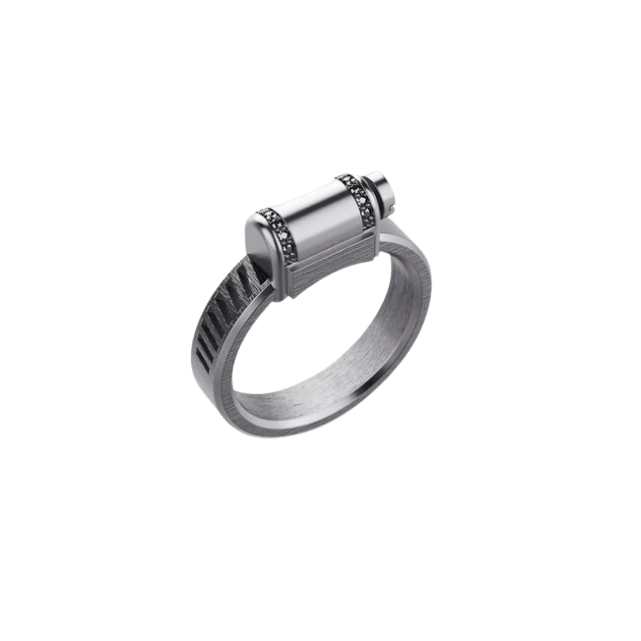 Bague Love Affair Argent & Serti Partiel Diamants Noirs