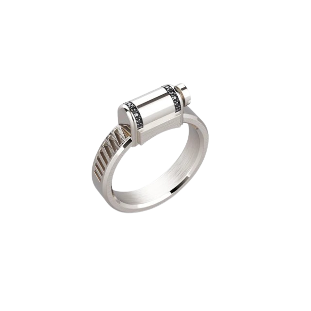 Bague Love Affair Argent & Serti Partiel Diamants Noirs