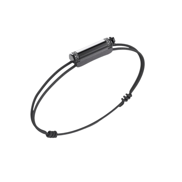 Bracelet Cordon Love Affair Argent et Diamants Noirs