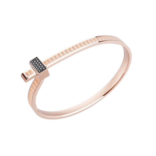 Bracelet Bind Me Argent Platiné & Diamants noirs