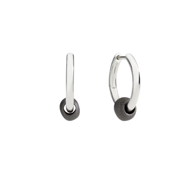 Boucles d'oreilles Créoles Pepita Argent et Titane