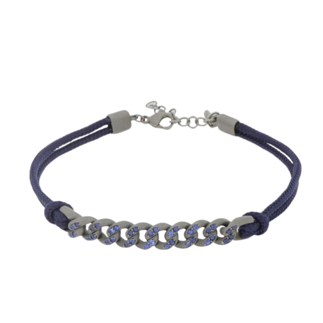 Bracelet Maille Titane Saphirs Bleus