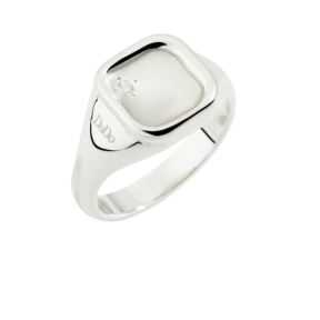 Bague Sceau Argent et Diamant Blanc