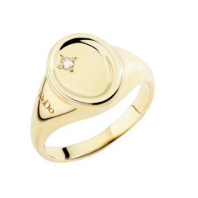 Bague Sceau Or Jaune et Diamant Blanc