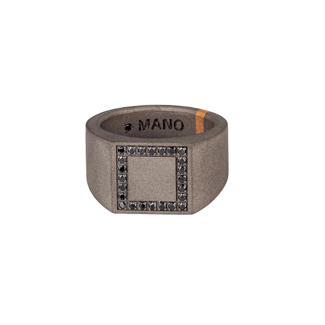 Bague Titane, Or Rose et Diamants noirs