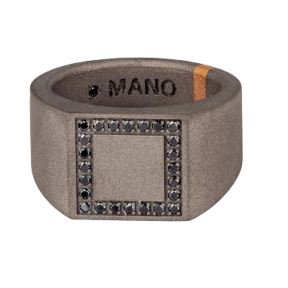 Bague Titane, Or Rose et Diamants noirs