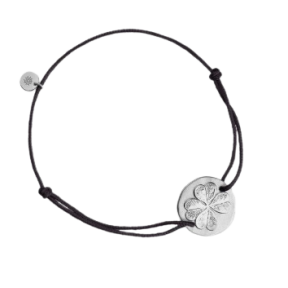 Bracelet Cordon Argent Trèfle