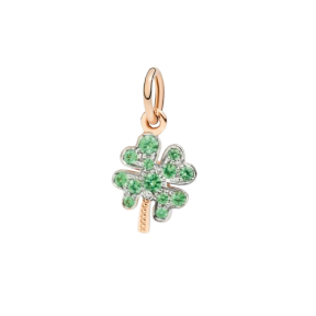 Pendentif Trèfle à Quatre Feuilles Or Rose & Tsavorites