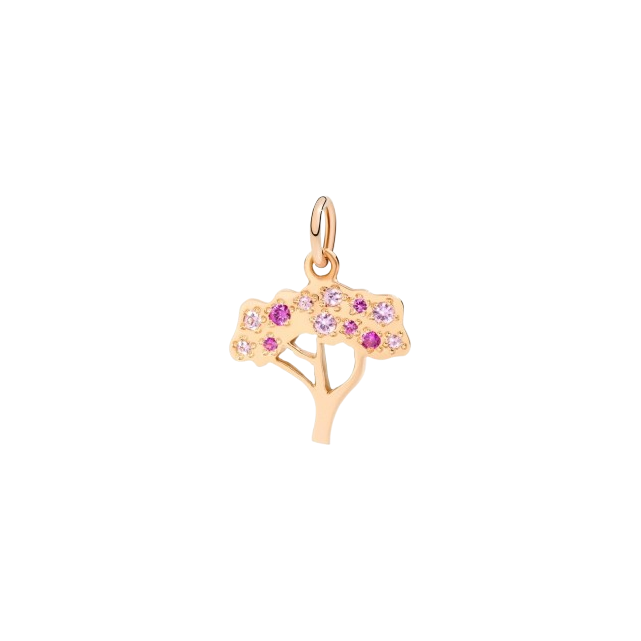 Pendentif Cerisier Or Rose et Saphir Rose