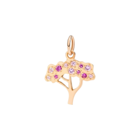 Pendentif Cerisier Or Rose et Saphir Rose