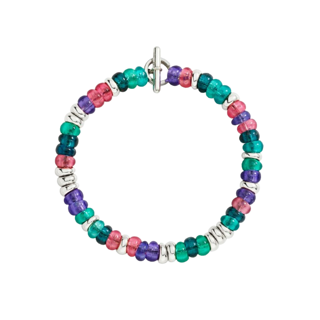 Bracelet Rondelle  En Argent Et Plastique Recyclé