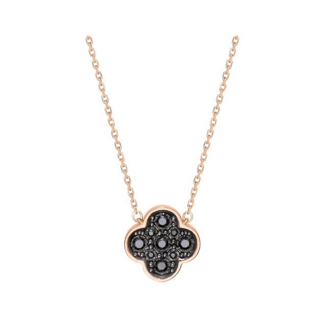 Collier Jardin Précieux Or Rose & Diamants Noirs
