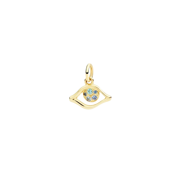 Pendentif Œil Or Jaune, Saphirs & Topazes