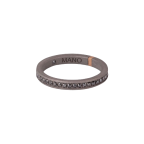 Bague en Titane, Or Rose 18cts & 48 Diamants Noirs