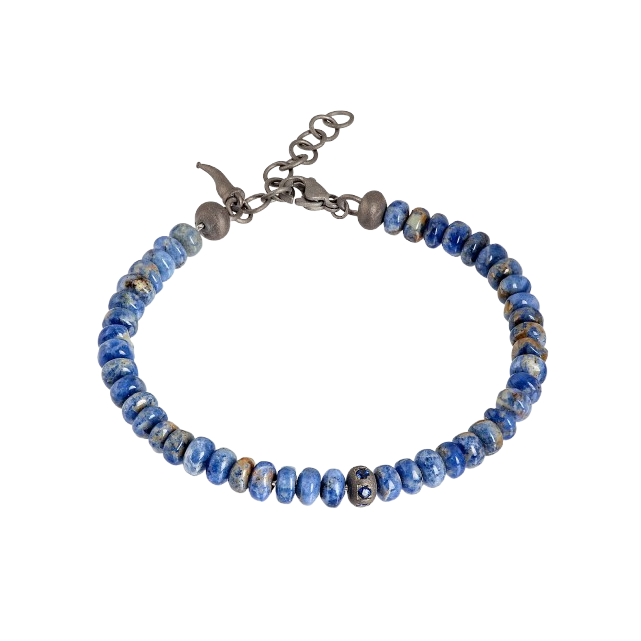 Bracelet Titane, Sodalite et Saphirs Bleus