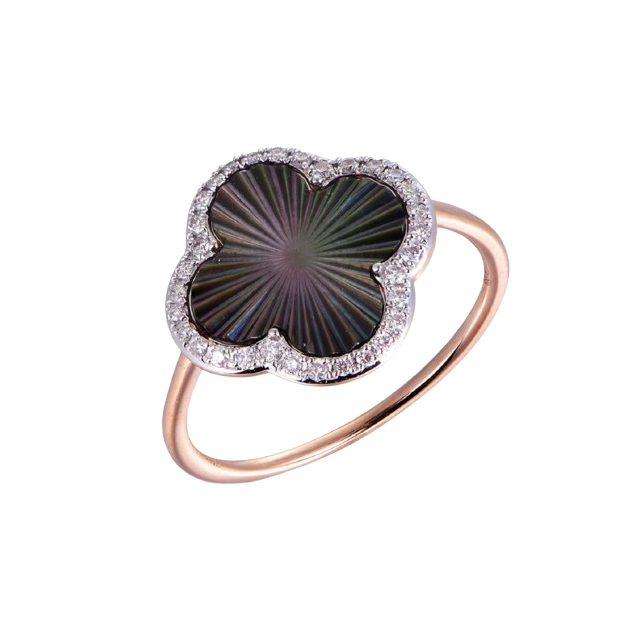 Bague Lumière Nacre Grise, Diamants, Or Rose