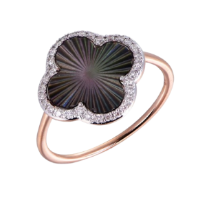 Bague Lumière Nacre Grise, Diamants, Or Rose