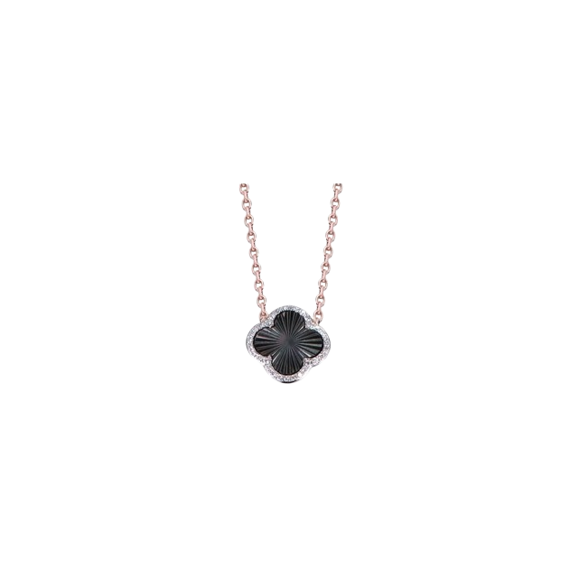 Collier Lumière, Nacre Grise, Diamants, Or Rose