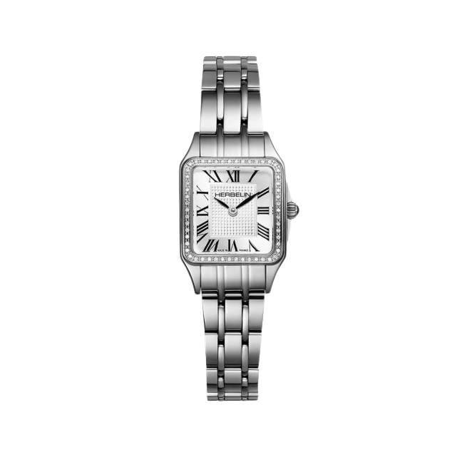Luna Mini Quartz Acier & Diamants
